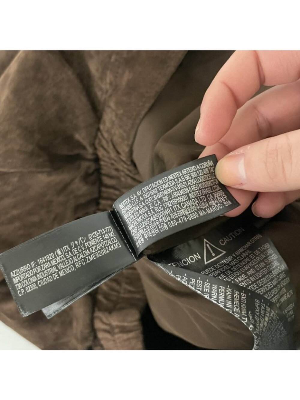 Zara Womens Leather Suede Bomber Jacket Coat Large L Brown 3046/258 NWT - Picture 9 of 15